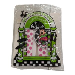 Vintage Disney Minnie Mouse “Be-Boppin’ Minnie” Suspenders Pink Polka Dot Sealed
